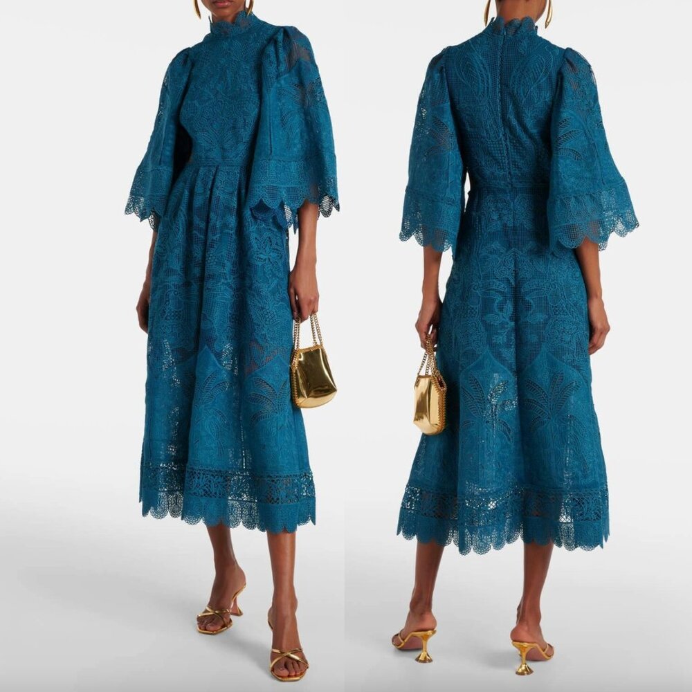 Farm Rio Guipire Cut-Out Midi Dress